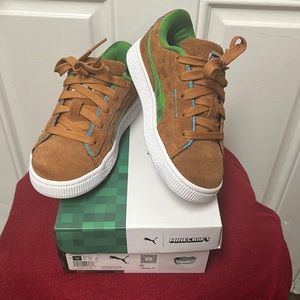 🎉 1 HOUR SALE 🎉 Puma Suede Minecraft PS size 1C Friar Brown/Green/White